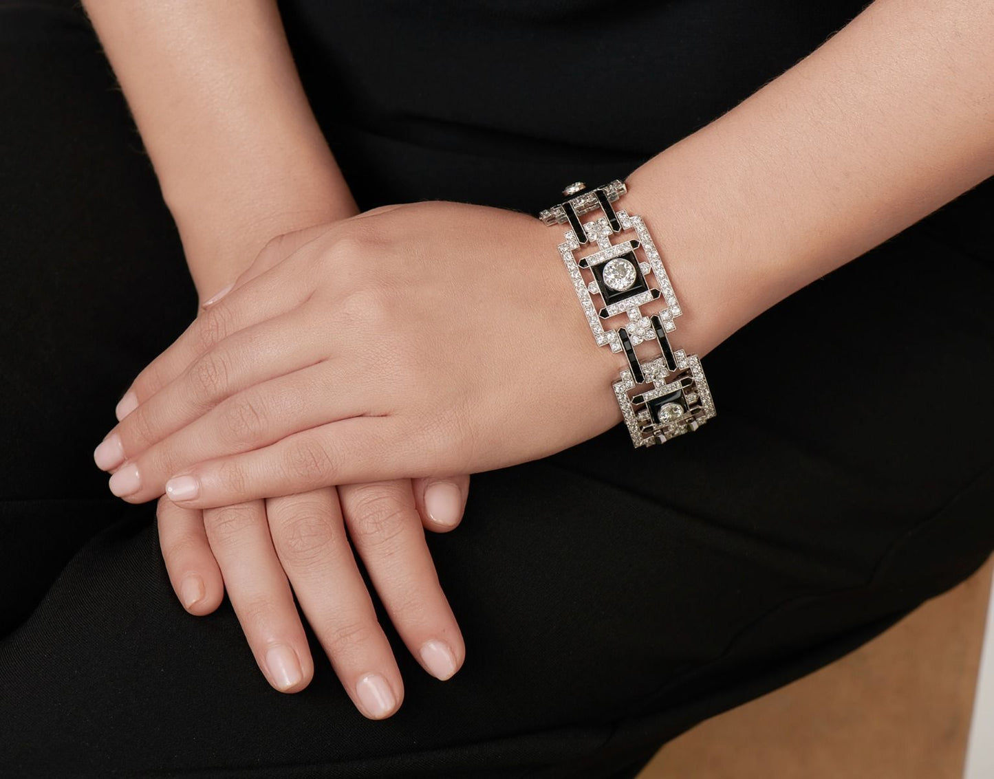 ART DECO DIAMOND, ONYX, & PLATINUM BRACELET