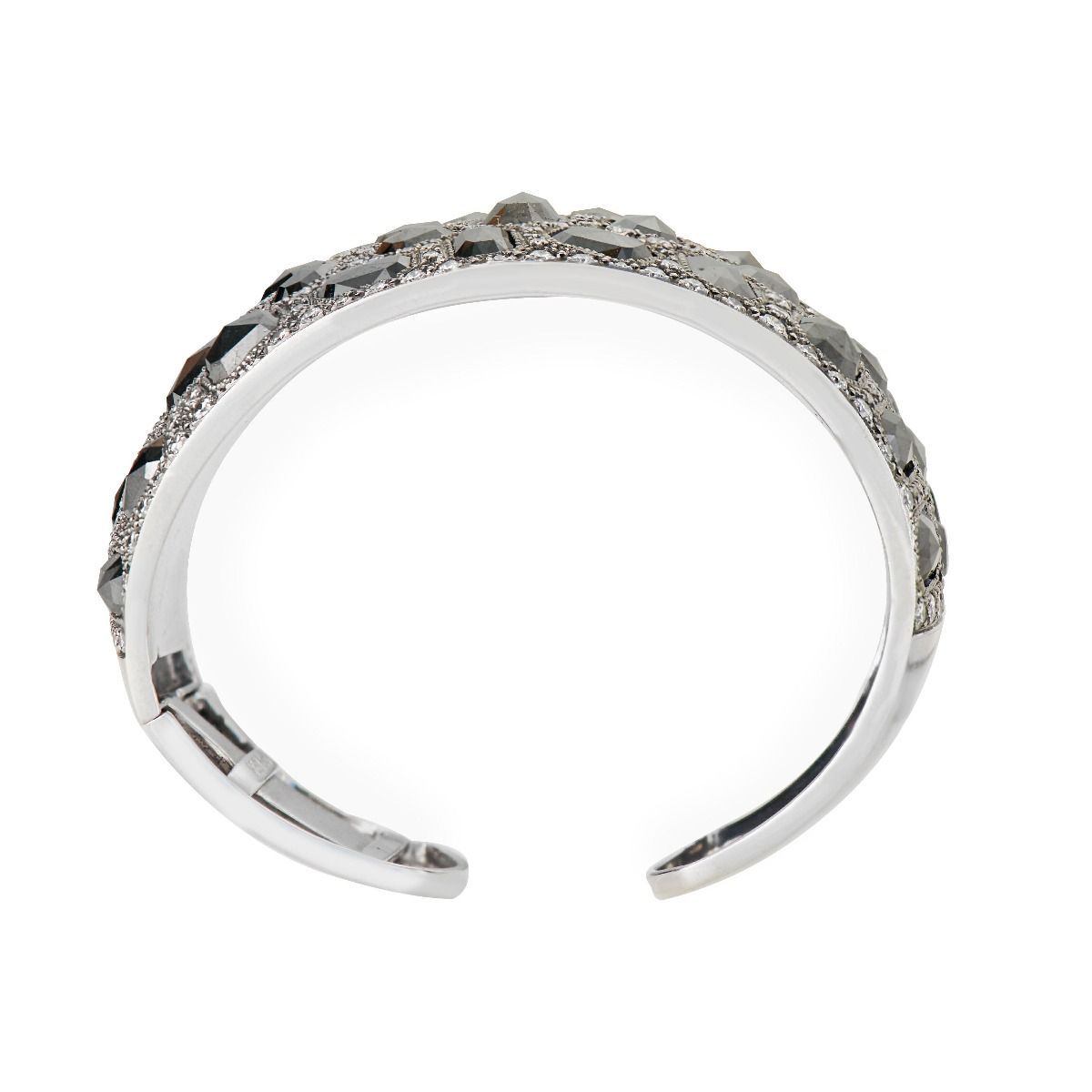 FACETED DIAMOND, PLATINUM CUFF BRACELET