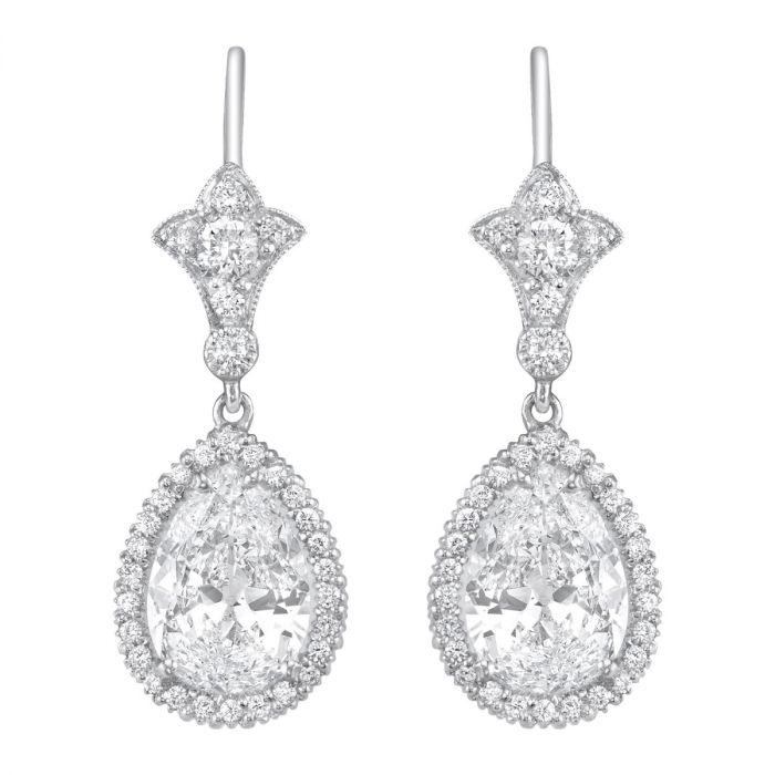 PEAR-SHAPED DIAMOND, PLATINUM EARRINGS