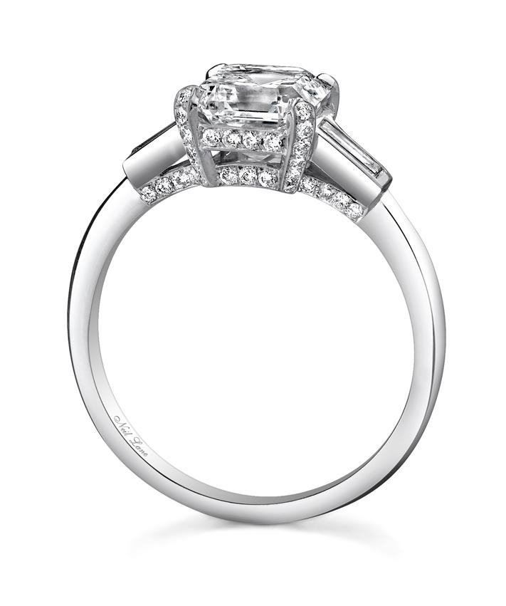 NEIL LANE SQUARE EMERALD-CUT DIAMOND, PLATINUM RING