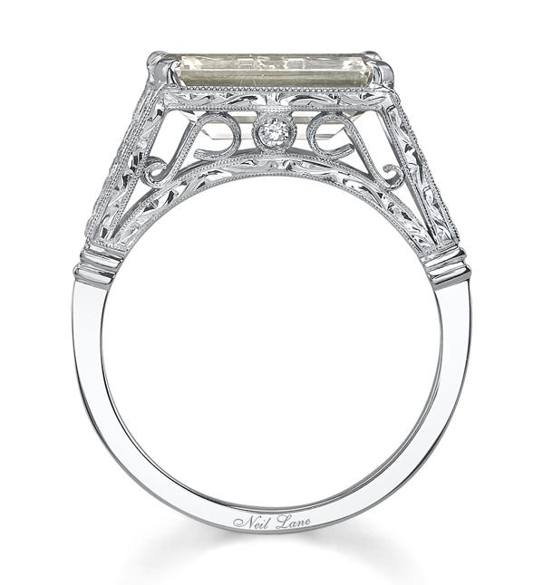 NEIL LANE EMERALD-CUT DIAMOND, PLATINUM RING