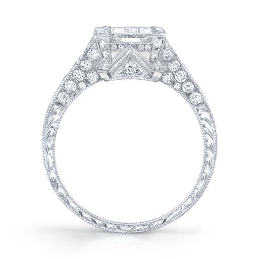 NEIL LANE EMERALD-CUT DIAMOND, PLATINUM RING