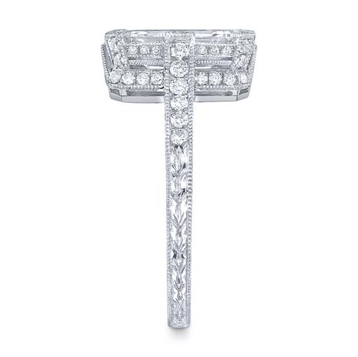 NEIL LANE EMERALD-CUT DIAMOND, PLATINUM RING