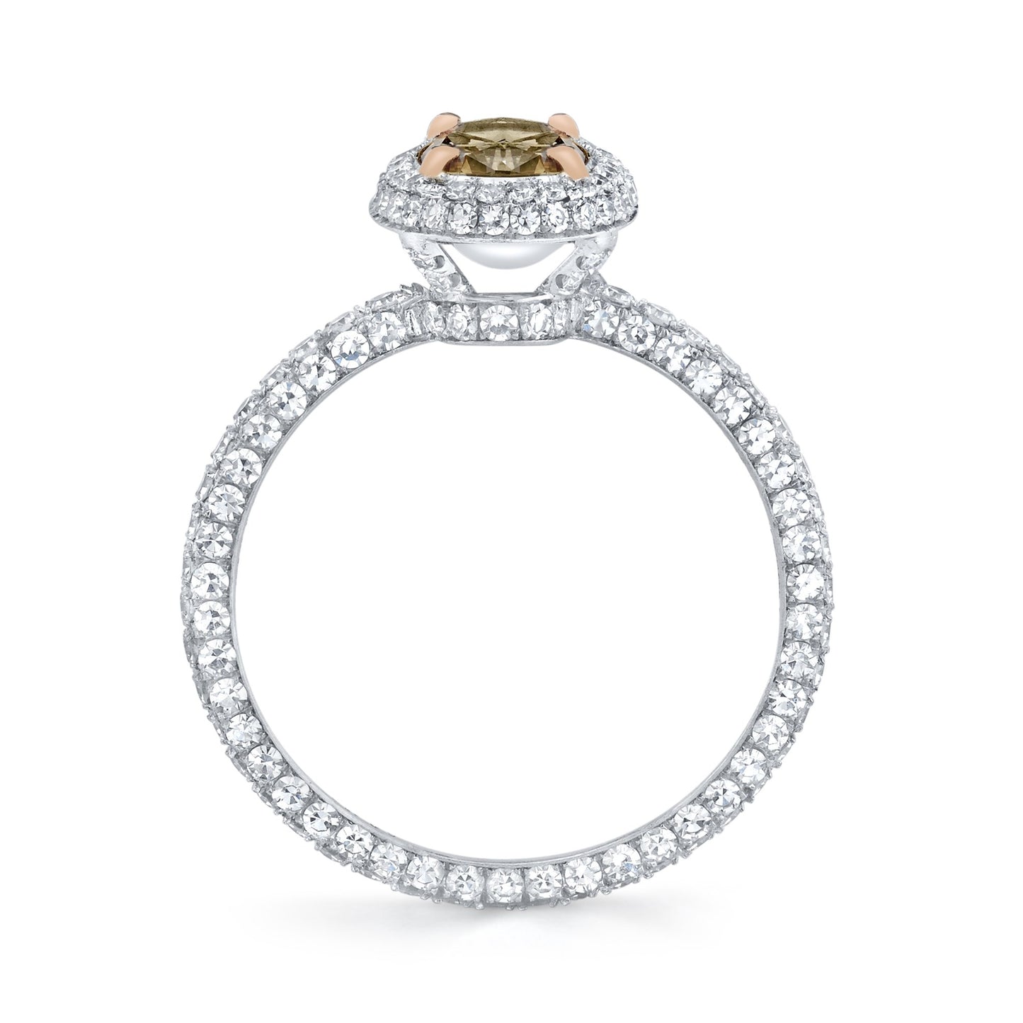 NEIL LANE FANCY COLOR OVAL MODIFED BRILLIANT-CUT DIAMOND, PLATINUM RING