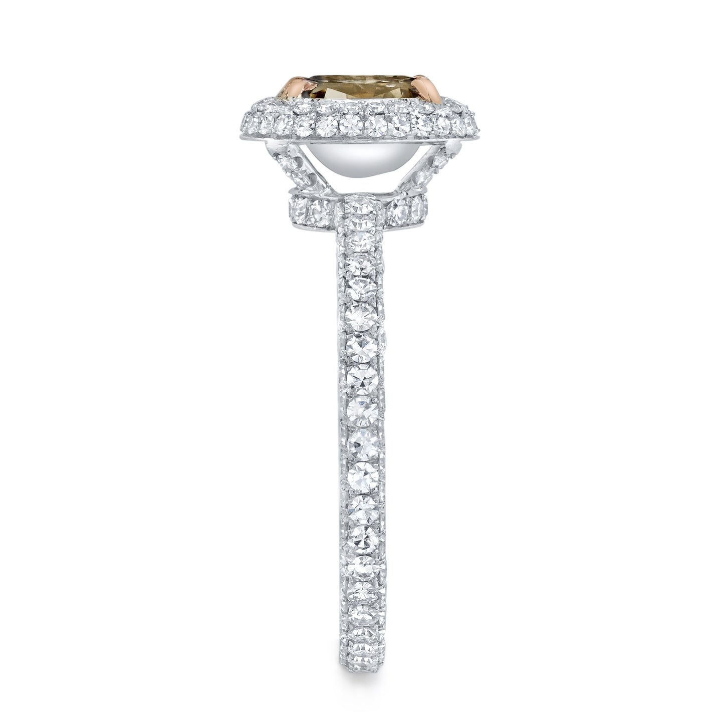 NEIL LANE FANCY COLOR OVAL MODIFED BRILLIANT-CUT DIAMOND, PLATINUM RING