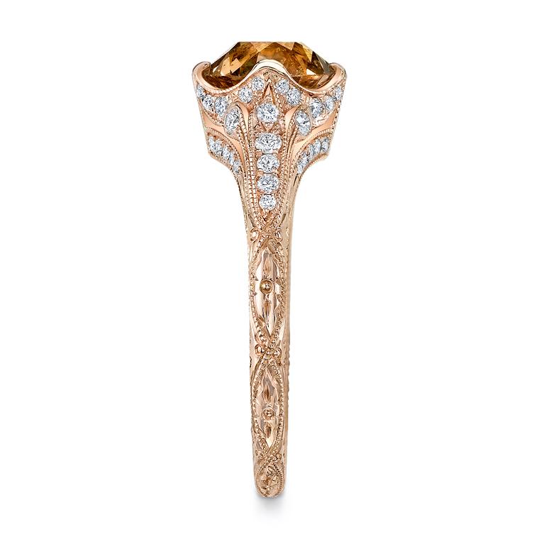 NEIL LANE FANCY COLOR OLD MINE BRILLIANT-CUT DIAMOND, 18K ROSE GOLD RING