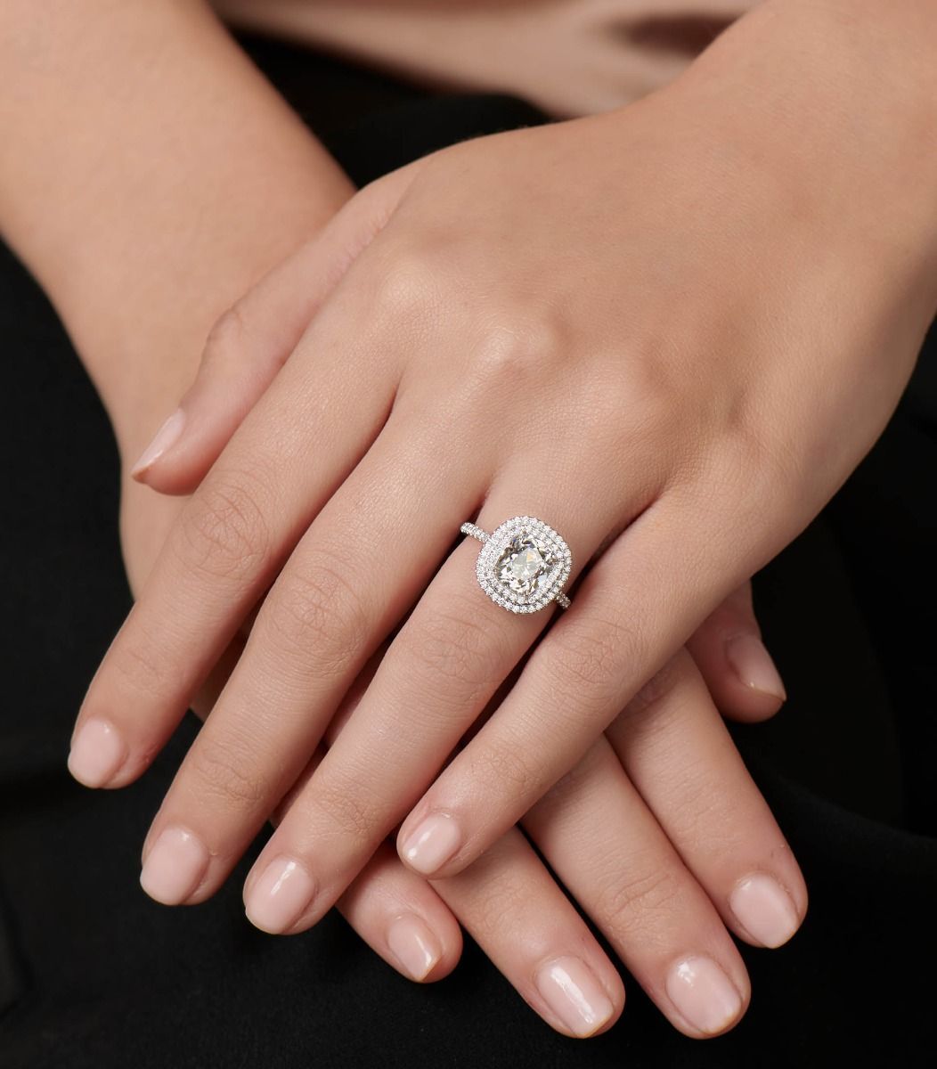 NEIL LANE CUSHION-CUT DIAMOND, PLATINUM ENGAGEMENT RING