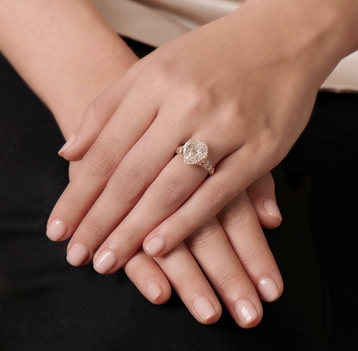 NEIL LANE PEAR SHAPED DIAMOND ENGAGEMENT RING