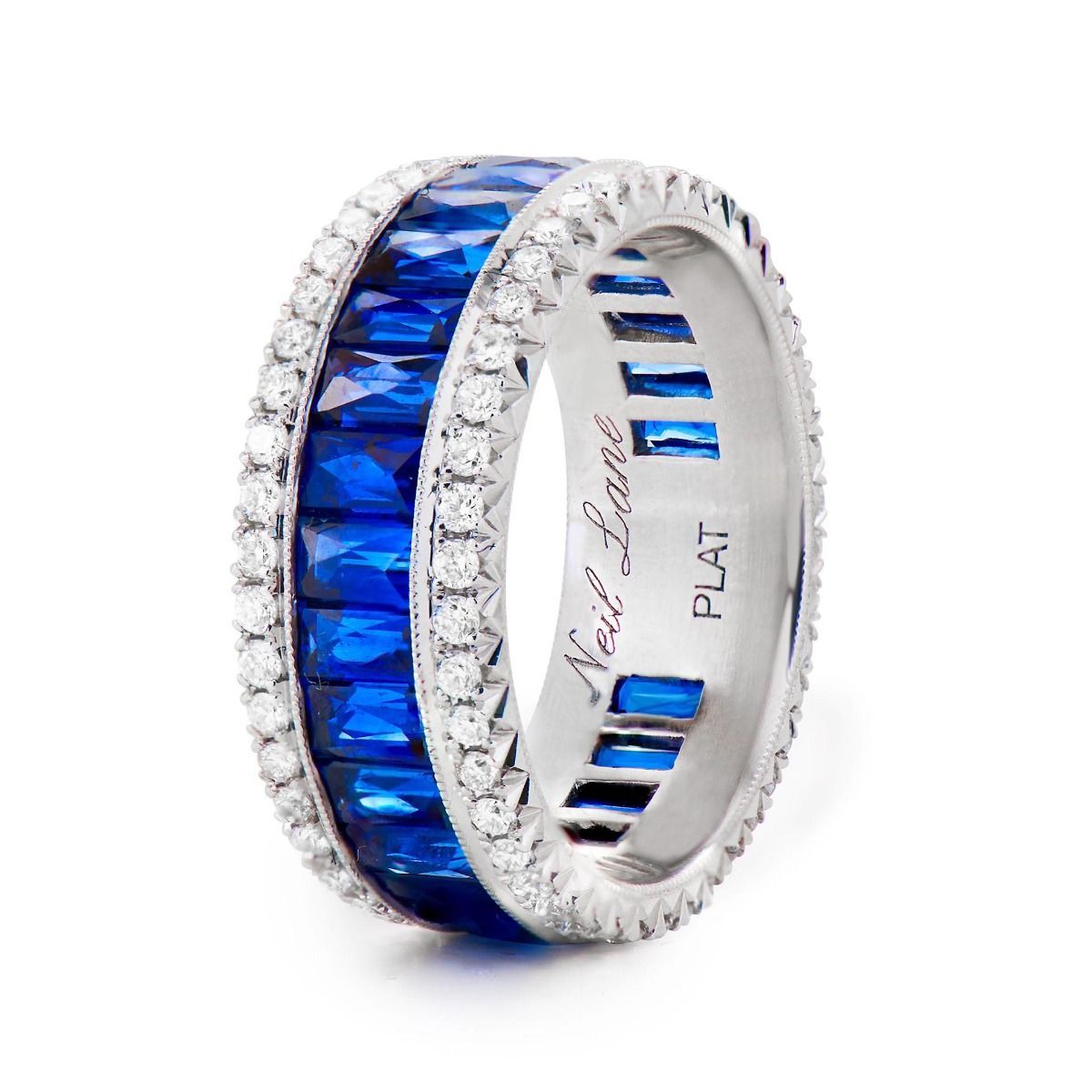 SAPPHIRE AND DIAMOND PLATINUM ETERNITY BAND