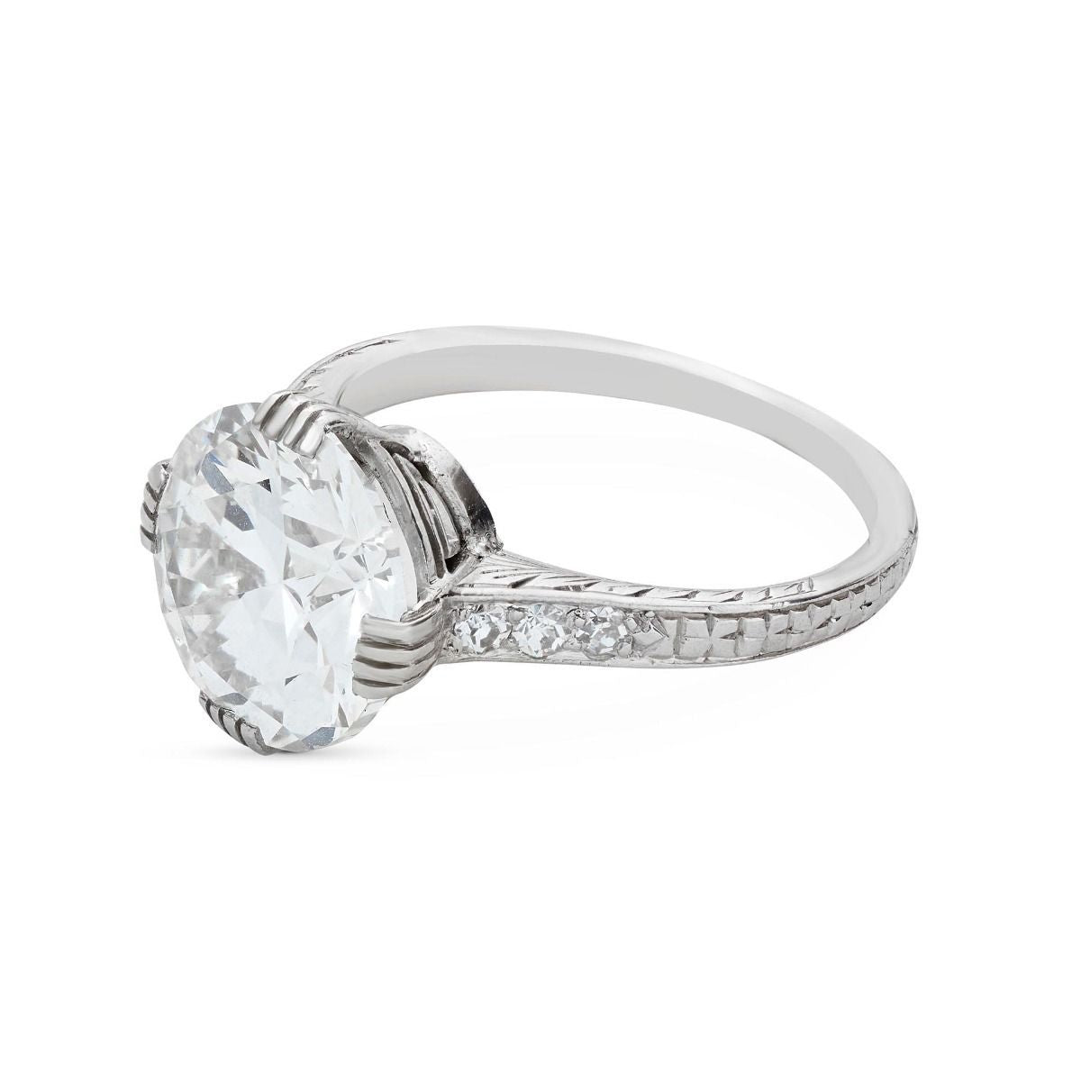 ART DECO OLD EUROPEAN-CUT DIAMOND, PLATINUM RING