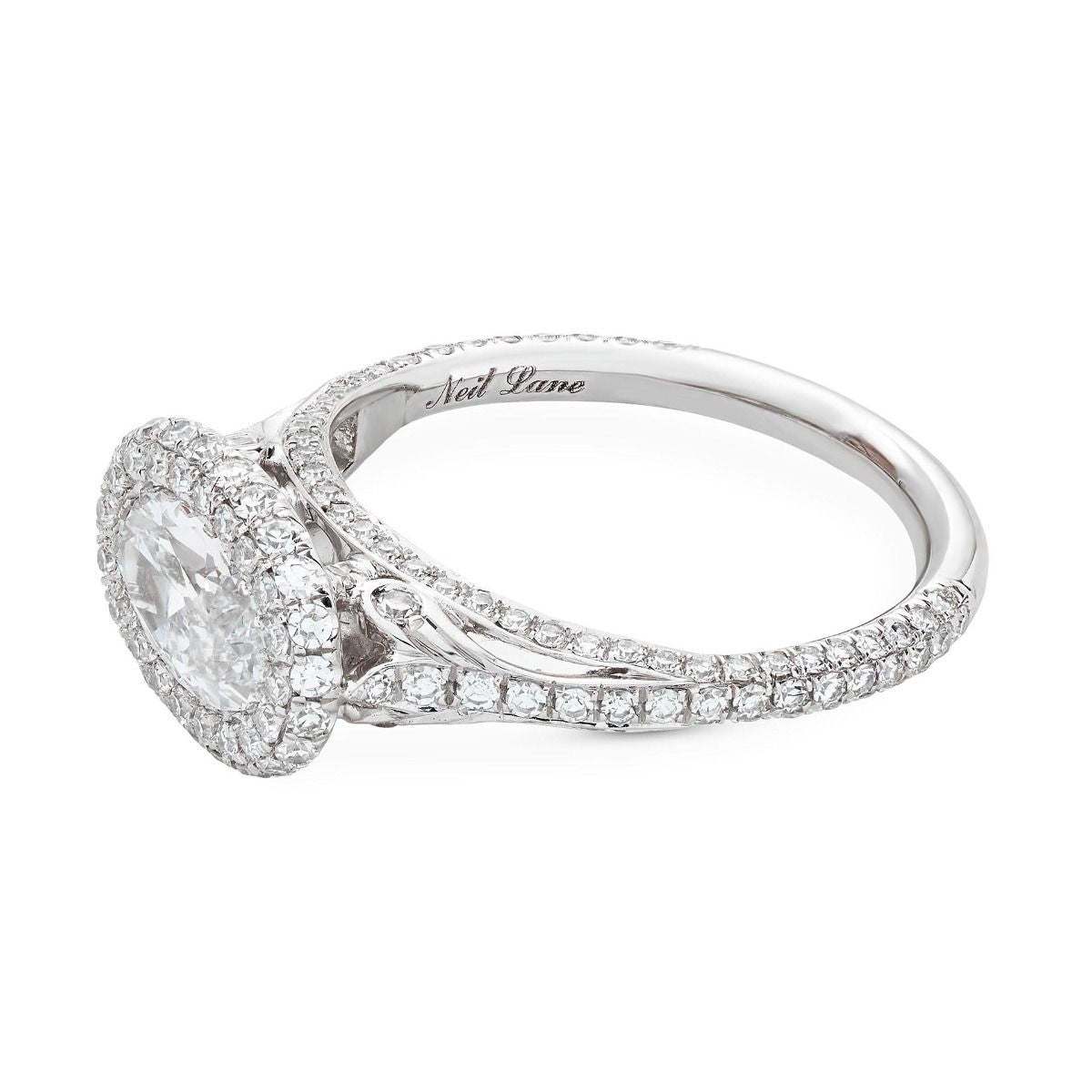 NEIL LANE MOVAL-SHAPED DIAMOND PLATINUM ENGAGEMENT RING