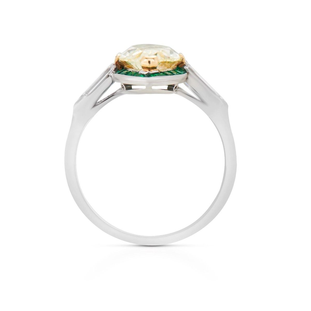ART DECO FANCY INTENSE YELLOW DIAMOND, PLATINUM RING