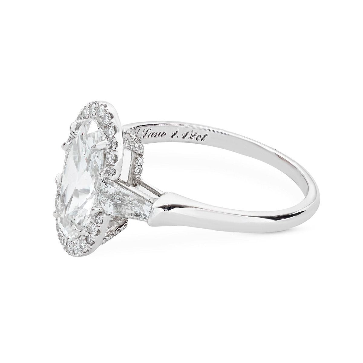NEIL LANE MOVAL SHAPED DIAMOND, PLATINUM ENGAGEMENT RING