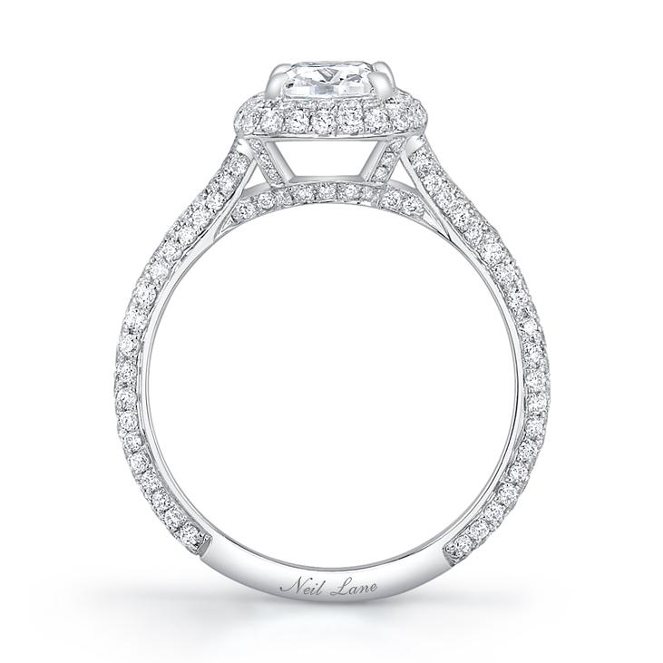 NEIL LANE CUSHION-SHAPED DIAMOND, PLATINUM RING