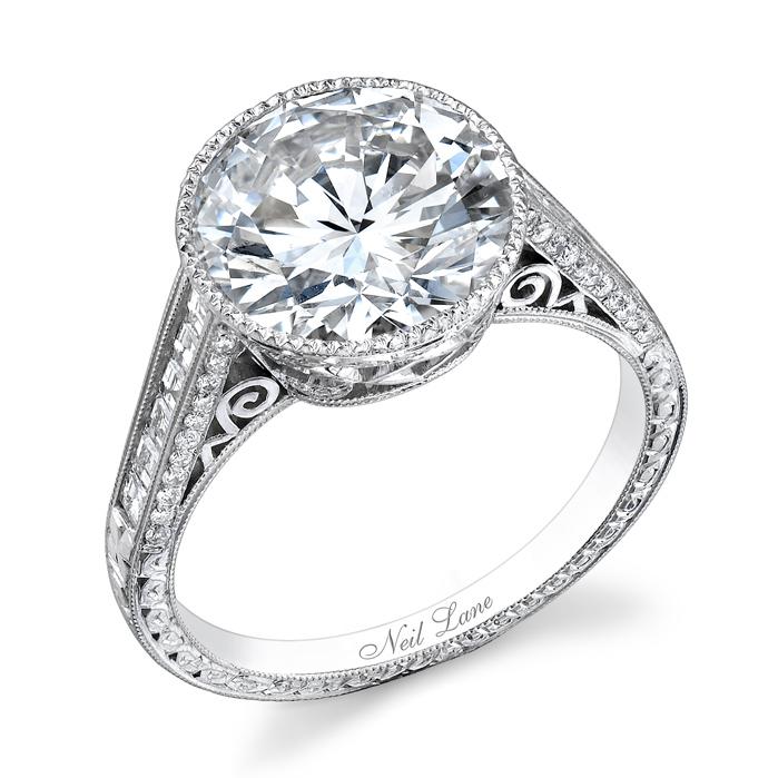 NEIL LANE ROUND BRILLIANT-CUT DIAMOND, PLATINUM RING