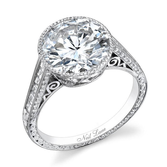 NEIL LANE ROUND BRILLIANT-CUT DIAMOND, PLATINUM RING