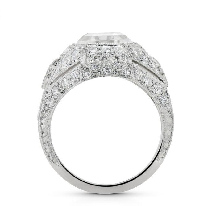 TIFFANY & CO., ART DECO SQUARED STEP CUT DIAMOND, PLATINUM RING