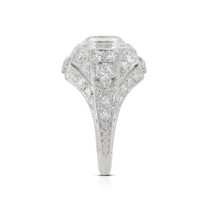 TIFFANY & CO., ART DECO SQUARED STEP CUT DIAMOND, PLATINUM RING