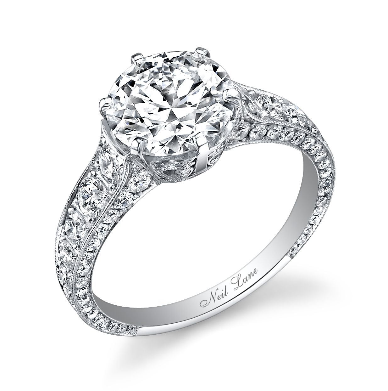 NEIL LANE ROUND BRILLIANT-CUT DIAMOND, PLATINUM RING