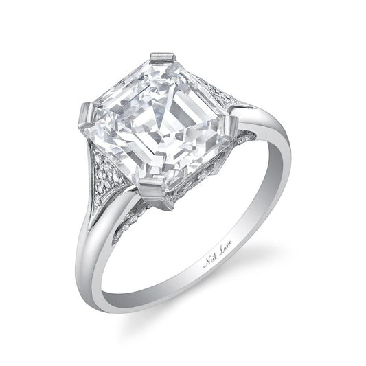 NEIL LANE EMERALD-CUT DIAMOND, PLATINUM RING