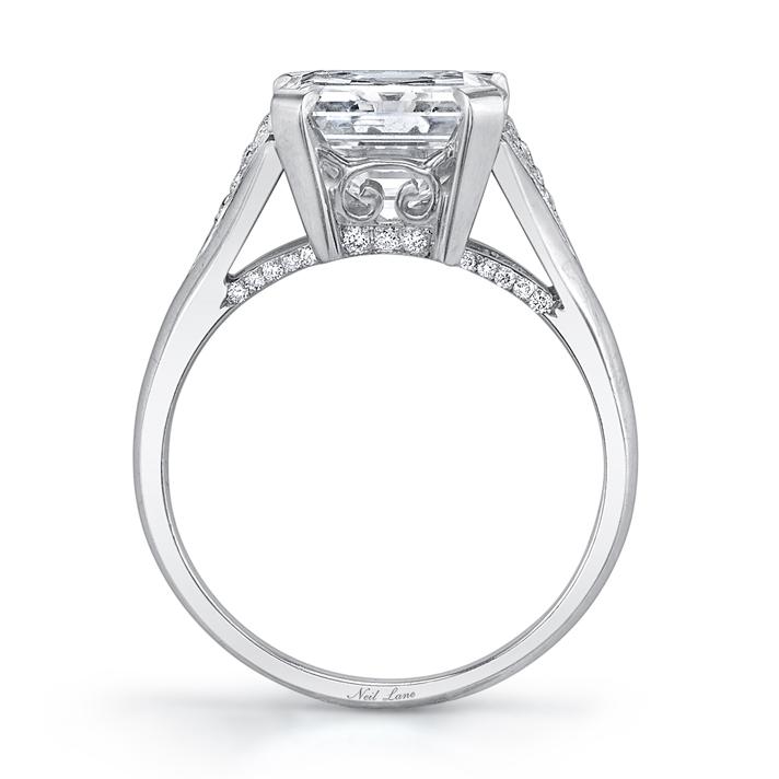 NEIL LANE EMERALD-CUT DIAMOND, PLATINUM RING