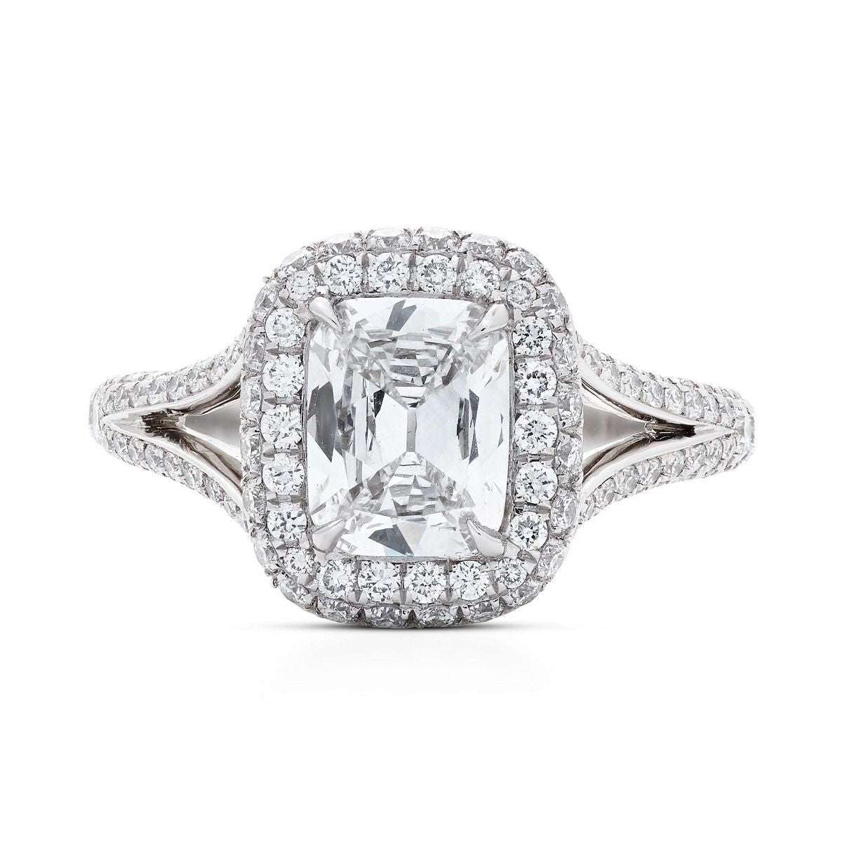 NEIL LANE CUSHION DIAMOND, PLATINUM RING