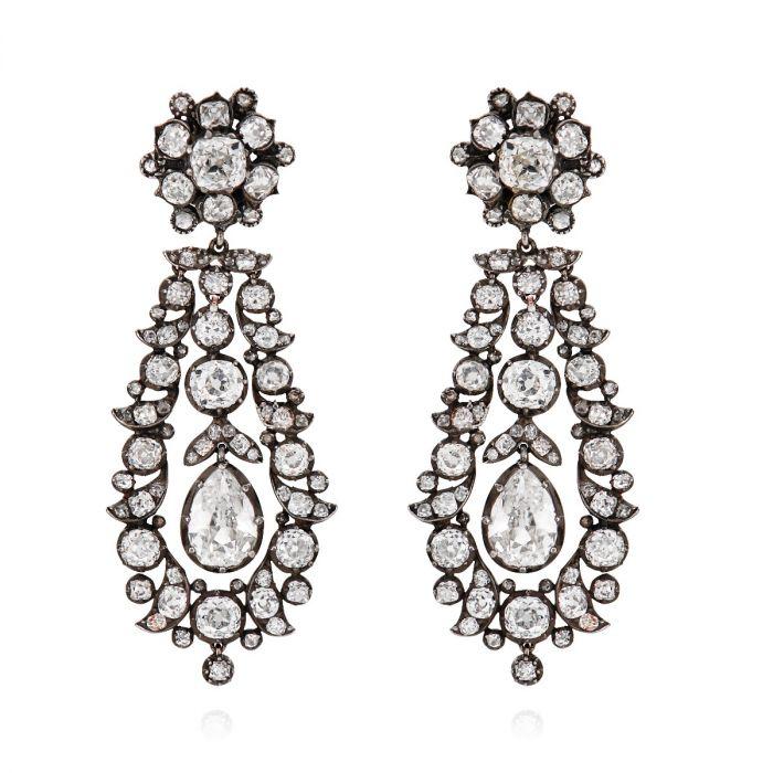 ANTIQUE DIAMOND, SILVER, & GOLD EARRINGS