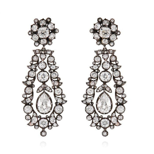 ANTIQUE DIAMOND, SILVER, & GOLD EARRINGS