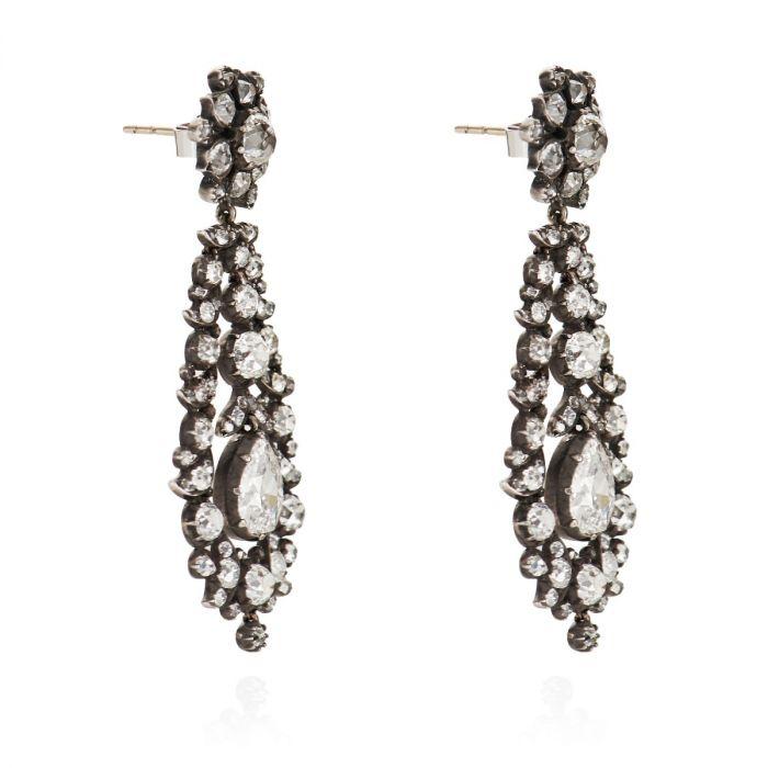 ANTIQUE DIAMOND, SILVER, & GOLD EARRINGS