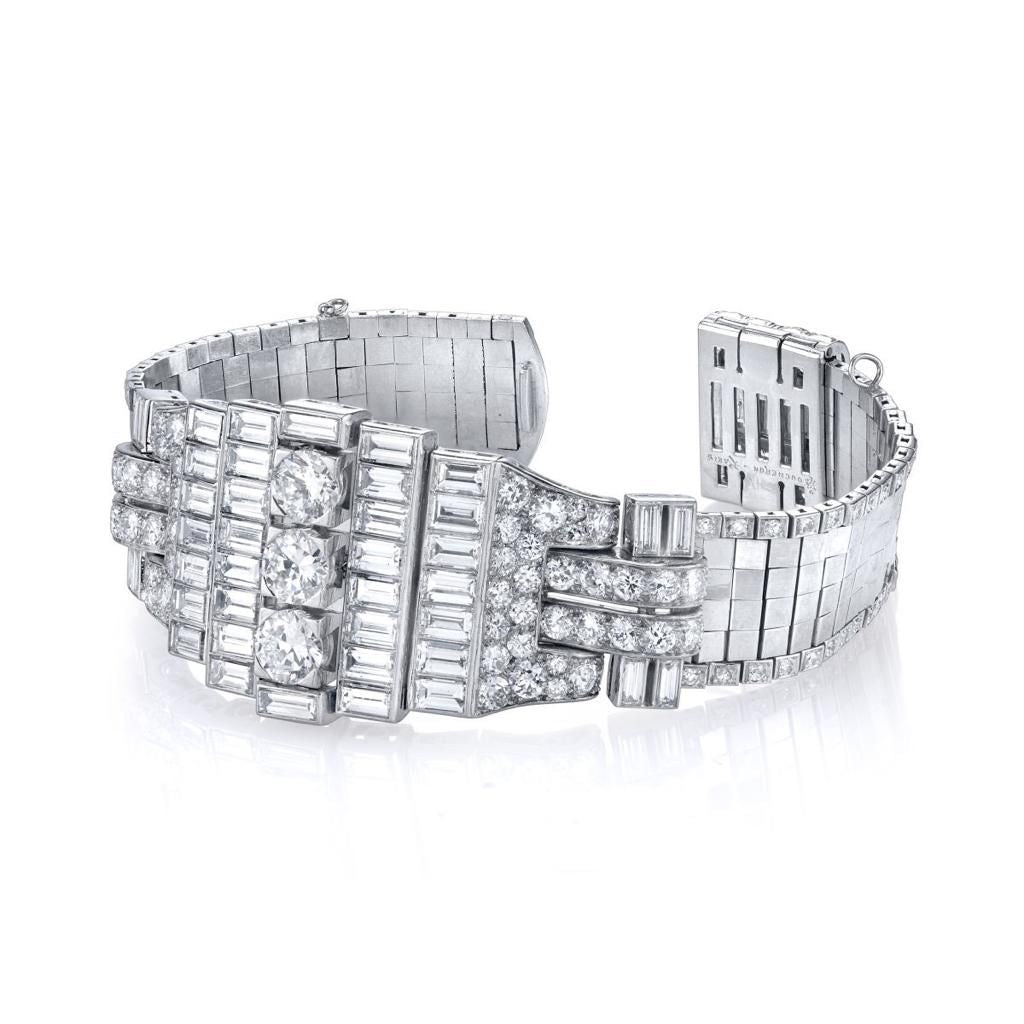 BOUCHERON ART DECO DIAMOND AND PLATINUM BRACELET