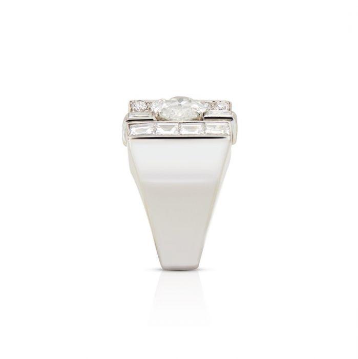 GEOMETRIC ART DECO DIAMOND, PLATINUM RING