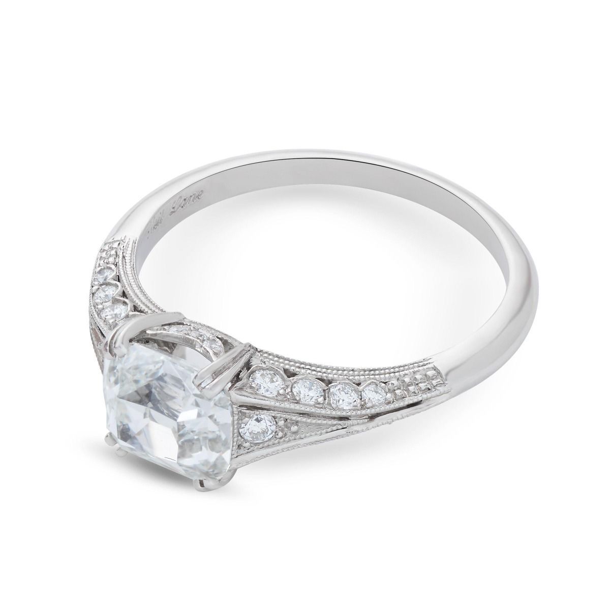 NEIL LANE CUSHION DIAMOND, PLATINUM ENGAGEMENT RING