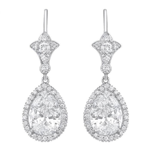 PEAR-SHAPED DIAMOND, PLATINUM EARRINGS