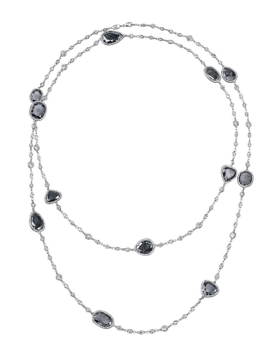 GREY AND WHITE DIAMOND, PLATINUM NECKLACE