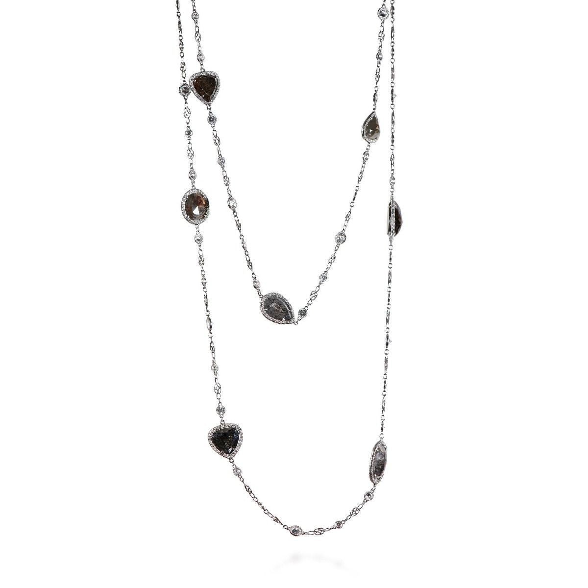 GREY AND WHITE DIAMOND, PLATINUM NECKLACE