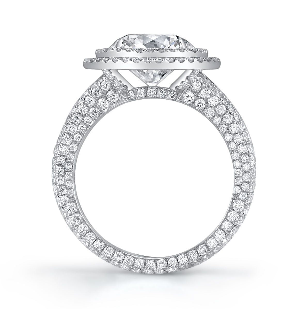 NEIL LANE DOUBLE HALO ROUND DIAMOND, PLATINUM RING