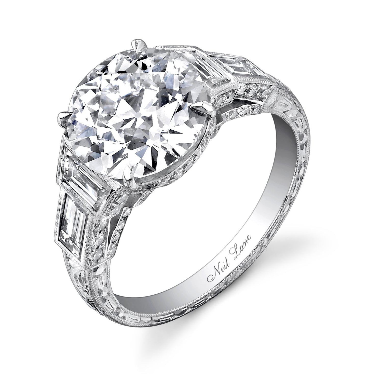 NEIL LANE OLD EUROPEAN-CUT DIAMOND, PLATINUM RING