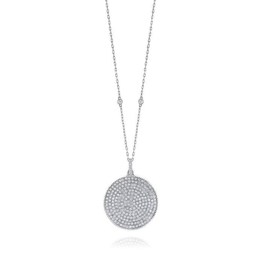 ROUND-CUT DIAMOND, PLATINUM LOCKET, PENDANT NECKLACE