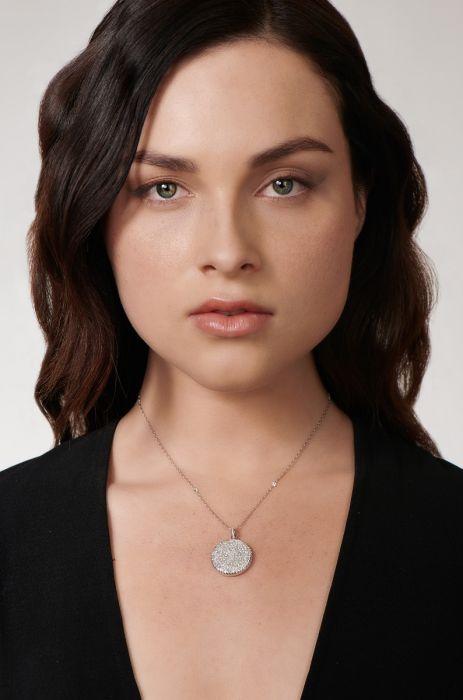 ROUND-CUT DIAMOND, PLATINUM LOCKET, PENDANT NECKLACE