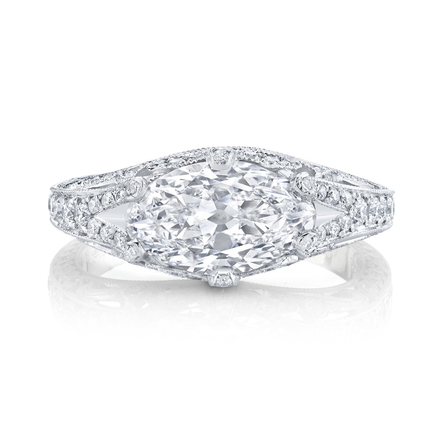 NEIL LANE MODIFIED MARQUISE BRILLIANT-CUT DIAMOND, PLATINUM RING