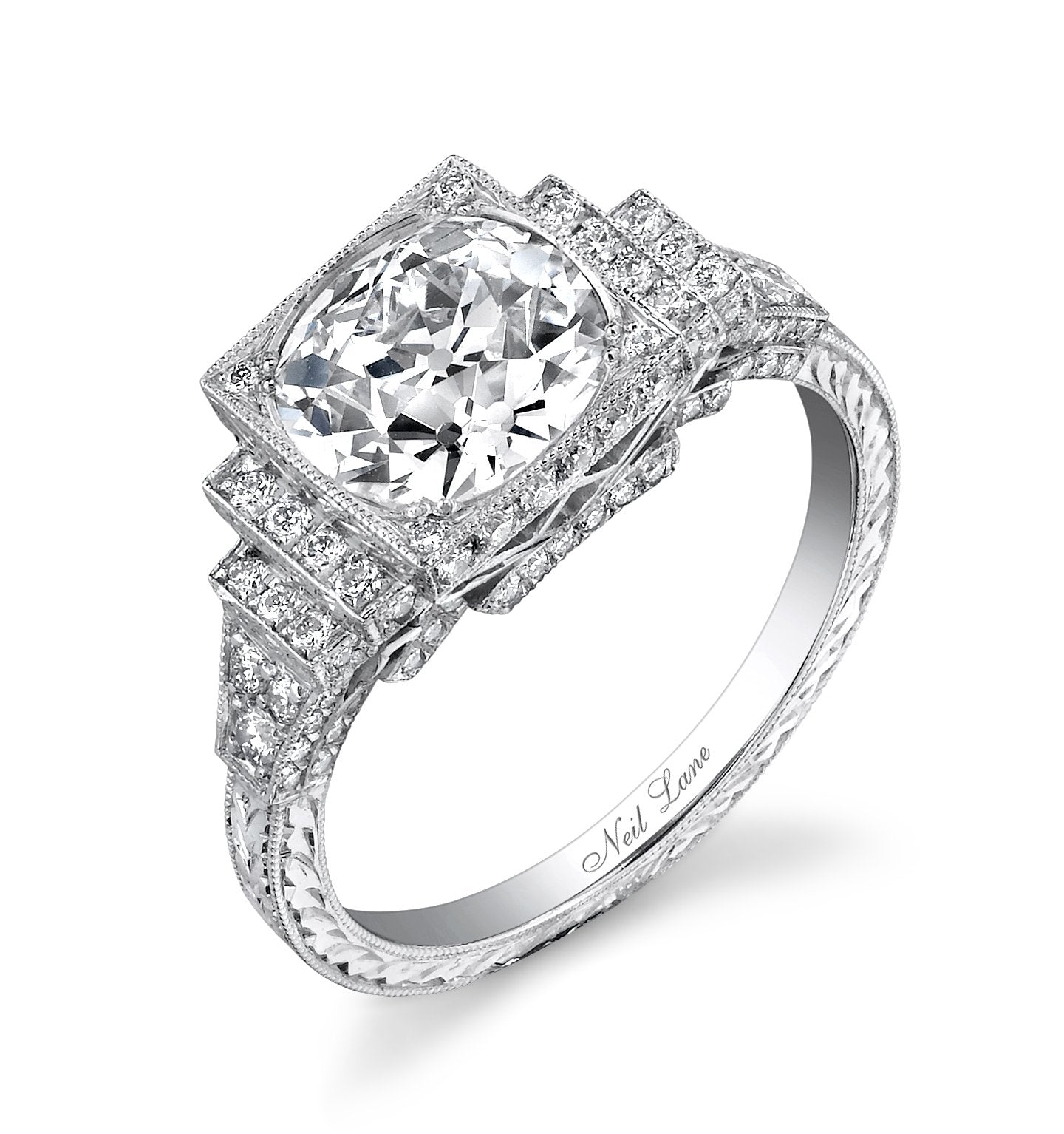 NEIL LANE OLD EUROPEAN-CUT DIAMOND, PLATINUM RING