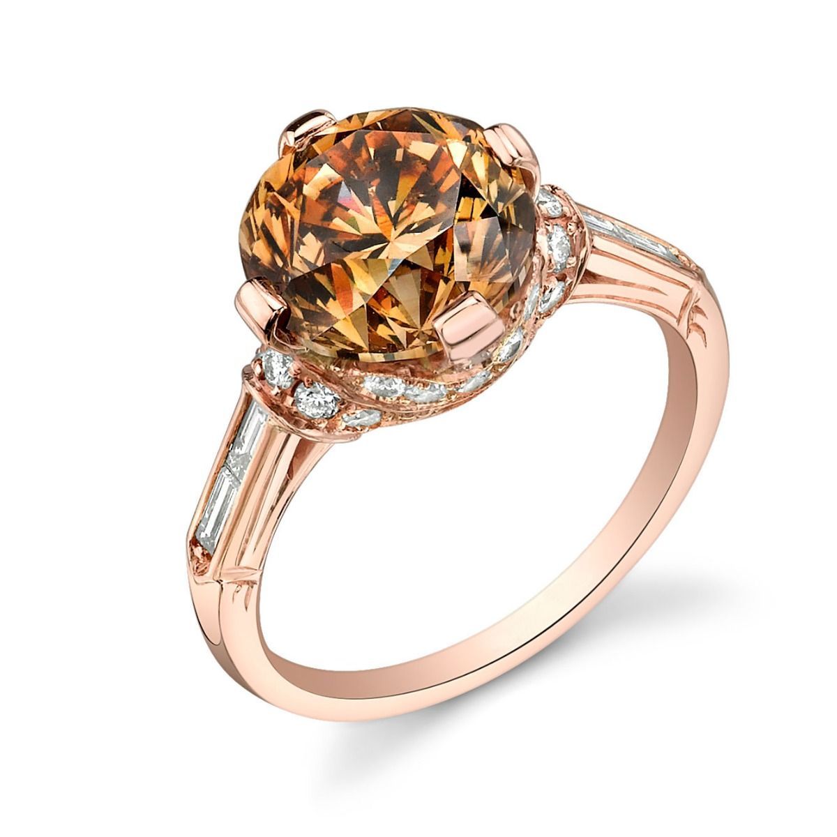 FANCY COLORED DIAMOND, 18K ROSE GOLD RING