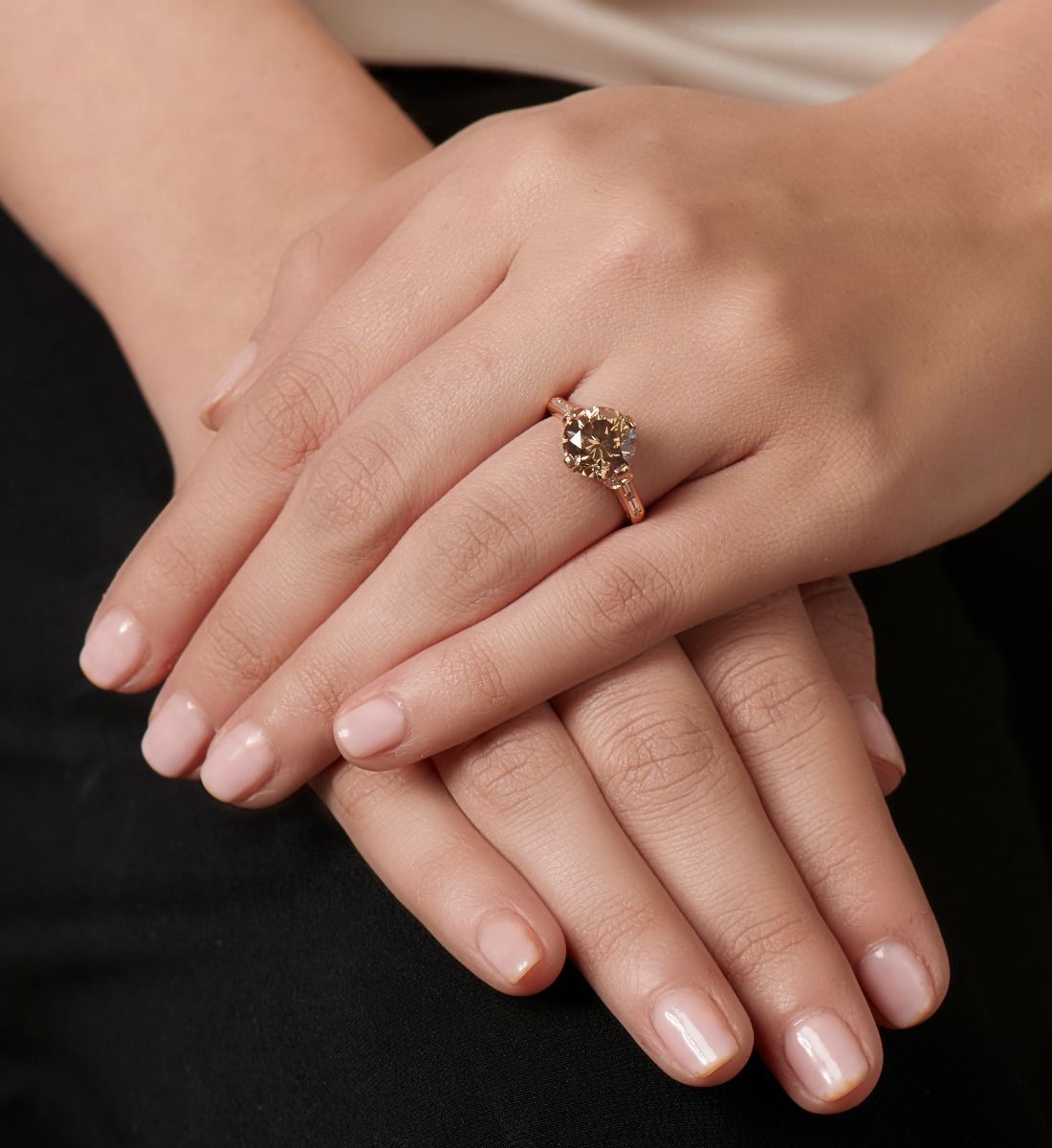 FANCY COLORED DIAMOND, 18K ROSE GOLD RING