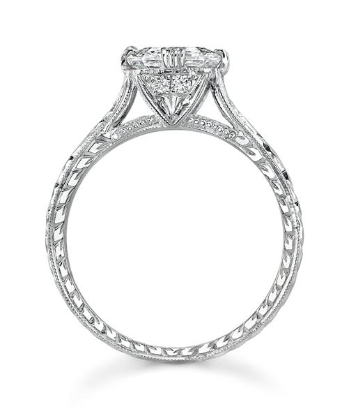 NEIL LANE SQUARE STEP-CUT DIAMOND, PLATINUM RING