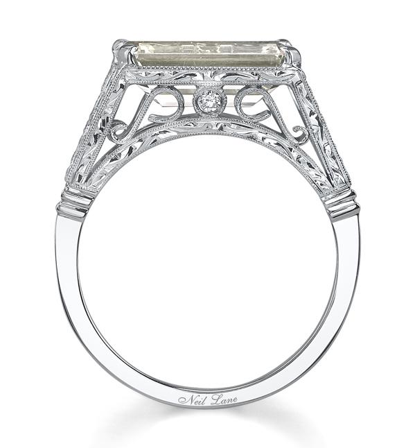 NEIL LANE EMERALD-CUT DIAMOND, PLATINUM RING