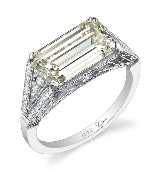 NEIL LANE EMERALD-CUT DIAMOND, PLATINUM RING