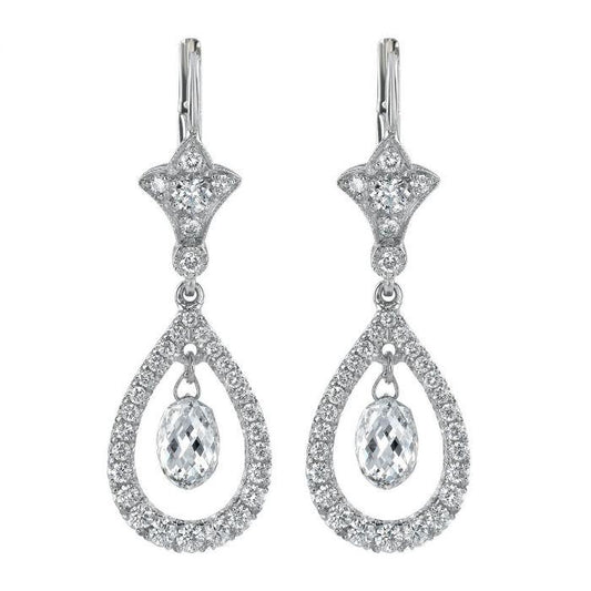 BRIOLETTE & ROUND DIAMOND, PLATINUM EARRINGS