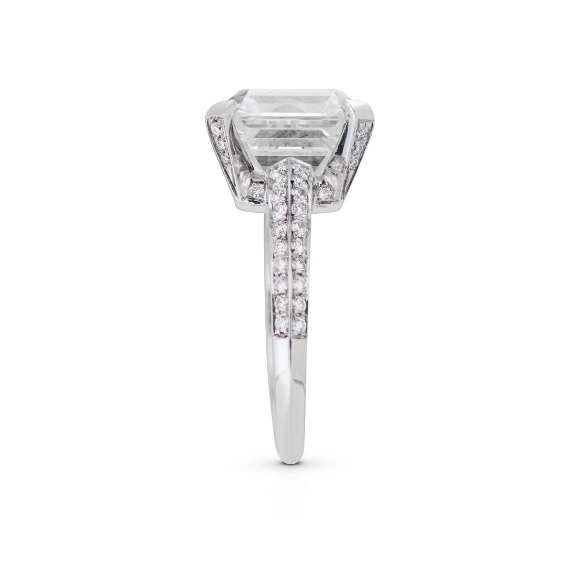 NEIL LANE SQUARE EMERALD CUT DIAMOND, PLATINUM ENGAGEMENT RING