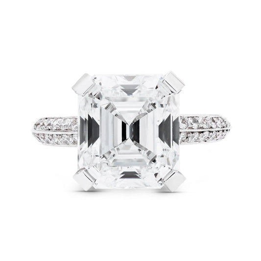 NEIL LANE SQUARE EMERALD CUT DIAMOND, PLATINUM ENGAGEMENT RING