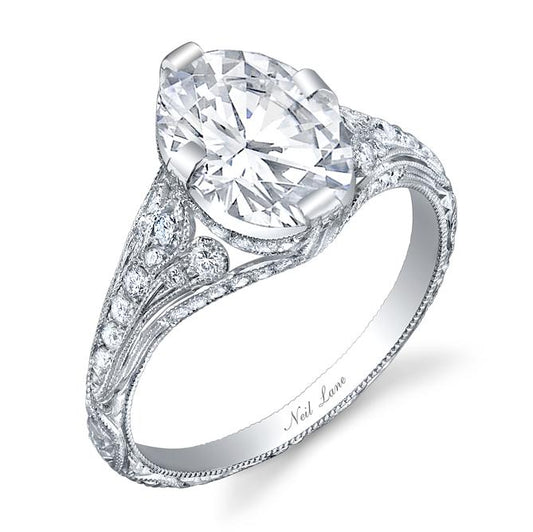 NEIL LANE OVAL-SHAPED DIAMOND, PLATINUM RING